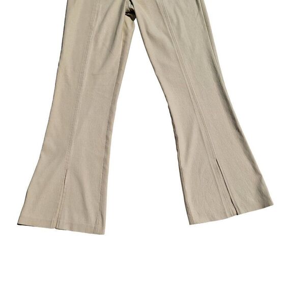 Vintage 70's Flare Pants 6T Tall Long Tan Mid Rise Zipper Detail Front Split Hem - Picture 7 of 17
